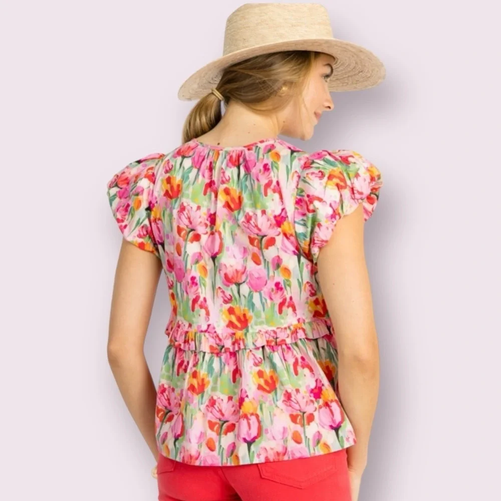 Tulips Ruffle Top Red - Picture 13 of 14